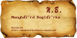 Menyhárd Boglárka névjegykártya